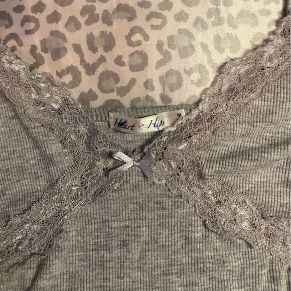 Vintage Grey Ribbed Tank top, Hearts & Hips. - Picture 2 of 3